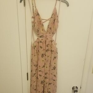 She + Sky Pink Floral Backless Dress